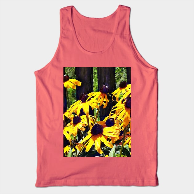 Black Eyed Susans by Fence Tank Top by SusanSavad
